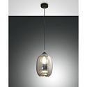 Pendelarmatuur INFINITY klein, rond E27 IP20, rookkleuren, zwart dimbaar