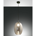Pendelarmatuur INFINITY groot, rond, bedienbaar met stem E27 IP20, rookkleuren, zwart dimbaar
