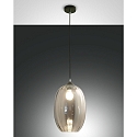 Pendelarmatuur INFINITY groot, rond E27 IP20, rookkleuren, zwart dimbaar