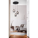 Fabas Luce Pendelarmatuur INFINITY 3-vlams E27 IP20, rookkleuren, zwart dimbaar
