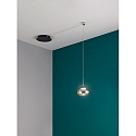 Fabas Luce Pendelarmatuur ARABELLA kort, bedienbaar met stem, incl. Smartluce IP20, amber, zwart dimbaar