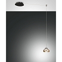 Pendelarmatuur ARABELLA lang IP20, amber, zwart dimbaar