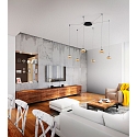 Fabas Luce Pendelarmatuur ARABELLA 6-vlams IP20, amber, zwart dimbaar