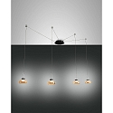 Pendelarmatuur ARABELLA 4-vlams, lang, bedienbaar met stem, incl. Smartluce IP20, amber, zwart dimbaar