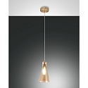 Pendelarmatuur DAFNE 1-vlams E27 IP20, amber, messing, gesatineerd dimbaar