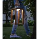 Fabas Luce Tafellamp op batterijen BLEND IP54, walnoot dimbaar