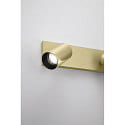 Fabas Luce spotlight bar FLORES 3 flames, long GU10 IP20, black, satined brass dimmable