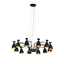 Pendelarmatuur RETRO 12-vlams E14 IP20, koper, zwart mat 