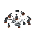 Faro Pendelarmatuur RETRO 12-vlams E14 IP20, koper, zwart mat 