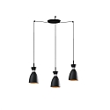 Pendelarmatuur RETRO 3-vlams E14 IP20, koper, zwart mat 