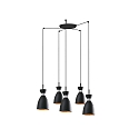 Pendelarmatuur RETRO 5-vlams E14 IP20, koper, zwart mat 