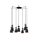 Pendelarmatuur RETRO 7-vlams E14 IP20, koper, zwart mat 