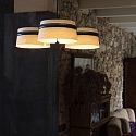 Faro pendant luminaire LOOP 3 flames LED IP20, black matt, ash wood 