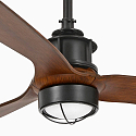 Faro Ceiling fan JUST FAN M with remote control IP20, walnut, black matt