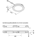 LED Recessed luminaire FAR 58 with surface light, 3W, 3000K, IP20, brushed stainless steel