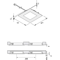 Hera Recessed LED area light luminaire FAR 68-LED, IP44, angular, LED24 connection, CRi>90, 4000K 270lm 110�, inox
