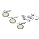 3pc. set of LED panel luminaire FR 68-LED, round, incl. transformer LED 24 / 15W, 4W 3000K 270lm 110�, inox look