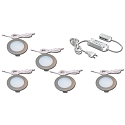 5pc. set of recessed LED panel luminaire FR 78-LED, IP44, LED24 connection, CRi>90, 4W 4000K, inox look