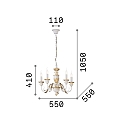 Ideal Lux Kroonluchter FIRENZE SP5 5-vlams E14 IP20, antiek wit 