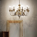 Ideal Lux Kroonluchter DORA SP8 8-vlams E14 IP20, antiek goud, Bladgoud 