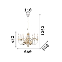 Ideal Lux Kroonluchter DORA SP8 8-vlams E14 IP20, antiek goud, Bladgoud 