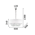 Pendelarmatuur SWAN SP6 6-vlams E14 IP20, wit 