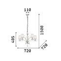 Kroonluchter PEGASO SP5 5-vlams E14 IP20, wit 