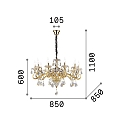 Ideal Lux Kroonluchter NEGRESCO SP10 10-vlams E14 IP20, transparant
