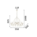 Kroonluchter CORTE SP12 12-vlams E14 IP20, antiek wit 