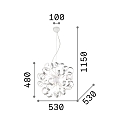 Pendelarmatuur VORTEX SP6 6-vlams E14 IP20, zilver 