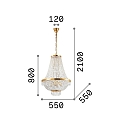 Ideal Lux Pendelarmatuur CAESAR, 12-vlams G9 IP20, chroom