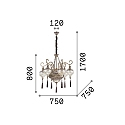 Ideal Lux Kroonluchter HAREM SP9 9-vlams E27 IP20, antiek messing