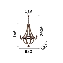 Ideal Lux Kroonluchter MILLENIUM 8-vlams E14 IP20, hout, roest