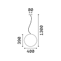 Ideal Lux Pendelarmatuur voor buiten SOLE � 40CM baalvormig E27 IP44, opaalwit dimbaar