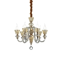Kroonluchter STRAUSS 6-vlams E14 IP20, barnsteen, ros�goud, transparant