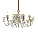 Kroonluchter STRAUSS 12-vlams E14 IP20, barnsteen, ros�goud, transparant