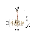 Ideal Lux Kroonluchter STRAUSS 12-vlams E14 IP20, barnsteen, ros�goud, transparant