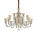 Kroonluchter STRAUSS 18-vlams E14 IP20, barnsteen, ros�goud, transparant