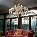 Ideal Lux Kroonluchter STRAUSS 18-vlams E14 IP20, barnsteen, ros�goud, transparant
