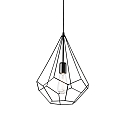 Pendant luminaire AMPOLLA 3, DIAMOND long, shade � 30cm / H 42cm, E27, adjustable height, black