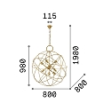 Ideal Lux Pendelarmatuur KONSE 7-vlams E27 IP20, goud, gesatineerd