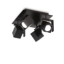 Wand- en plafondarmatuur MOUSE SQUARE 4-vlams, draaibaar, roteerbaar GU10 IP20, zwart