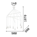 Pendelarmatuur POP 10-vlams, instelbaar E27 IP20
