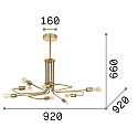 Pendant luminaire TRIUMPH, 8 flames, � 92cm, E27
