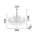 Ideal Lux Chandelier NAPOLEON, 18 flames, � 96cm, E14, gold