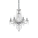 Chandelier AMADEUS, 6 flames, � 67cm / H 150cm, E14, chrome / glass and transparent chrystal