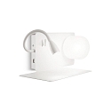 Reading luminaire BOOK 1, Flex-Arm LEFT, LED 3W 3000K + G9, with USB port + storage + switch, white