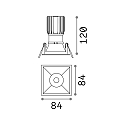 Ideal Lux Recessed LED luminaire GAME SQUARE, IP20, 11W 3000K 850lm 36�, black / white reflector
