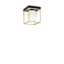 Ceiling luminaire LINGOTTO, 1 flame, E14, matt black / satined brass / etched glass
