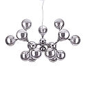 Pendant luminaire NODI, 15 flames, � 105cm, E14, connector rotatable, chrome / transparent glass